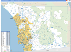 San Diego-Carlsbad Metro Area Wall Map Basic Style 2026